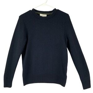 Aspen Mens Blue Lambswool Blend Crewneck Long Sleeve Pullover Sweater Size Small